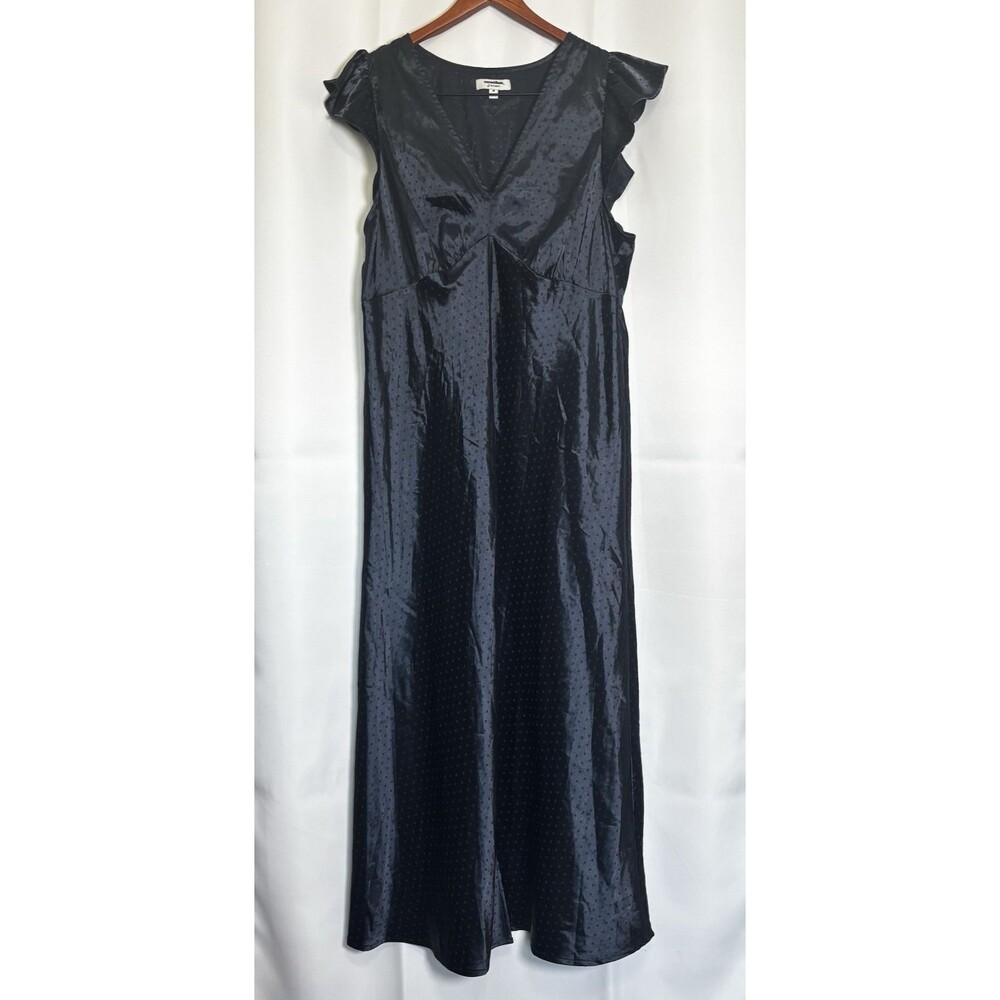 The Occasion by Old Navy V-Neck Flutter-Sleeve Satin Polka Dot Maxi Dress XL NEW
